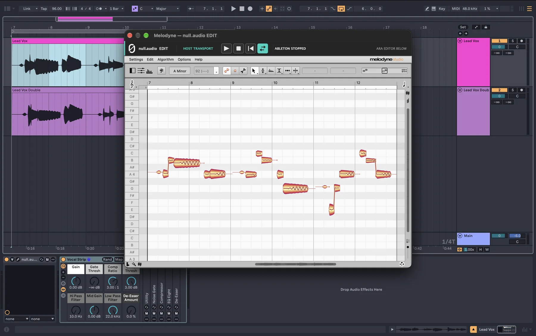 The same clip open in Melodyne after pressing EDIT.