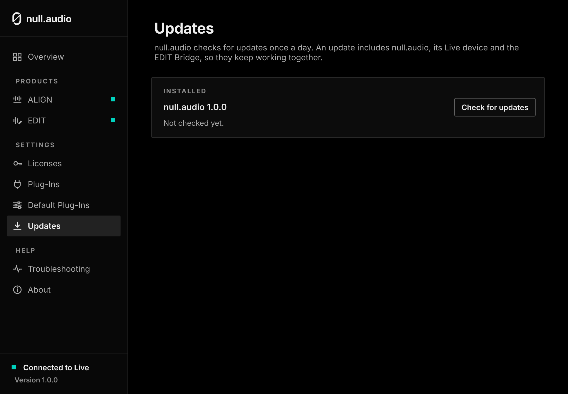 The Updates page: You have the latest version.