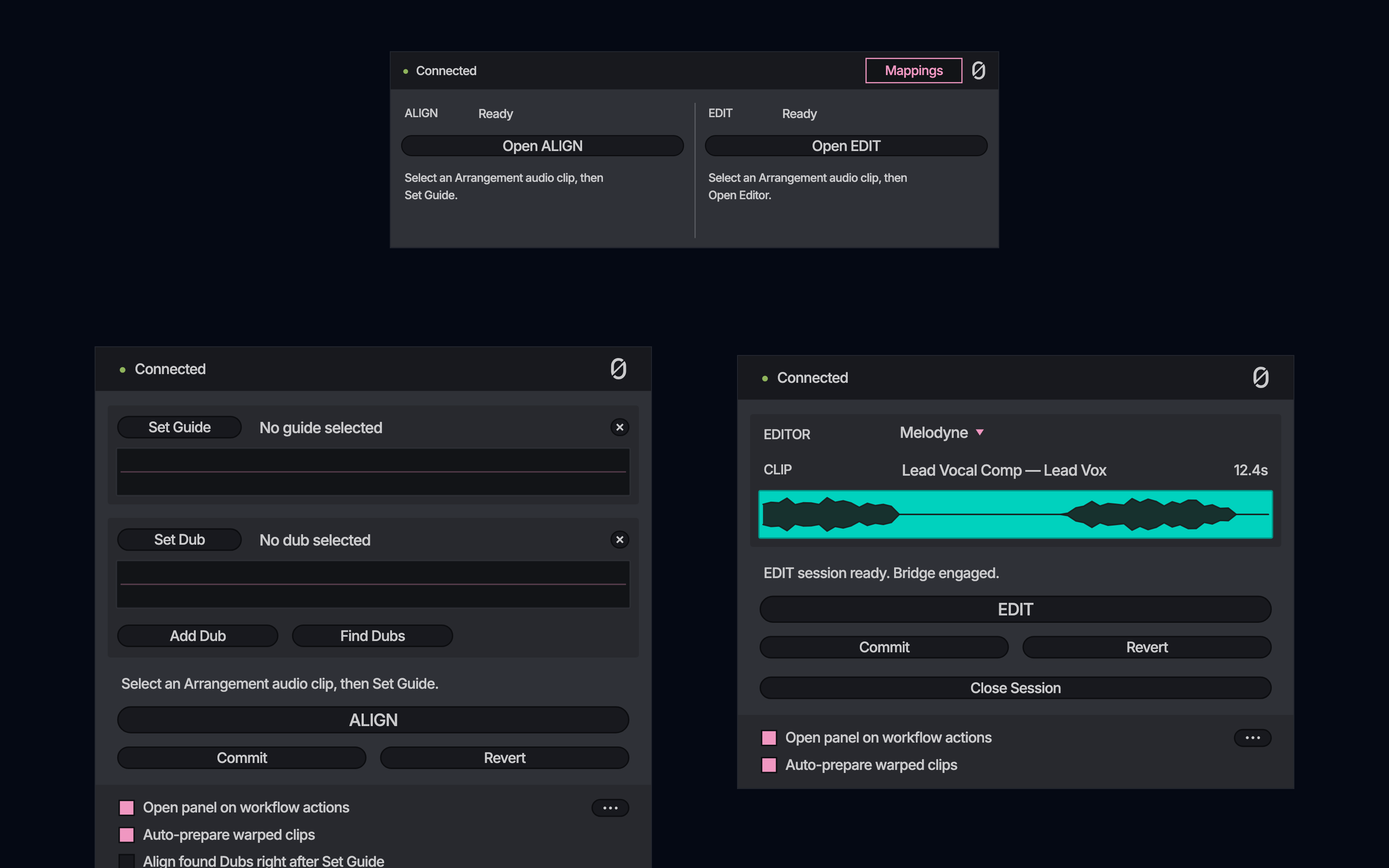 The null.audio device in Live with both panels